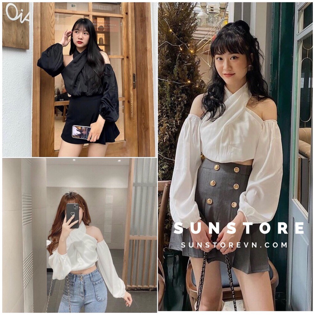 Áo kiểu tay dài thiết kệ độc lạ hở lưng quyến rũ THEA TOP