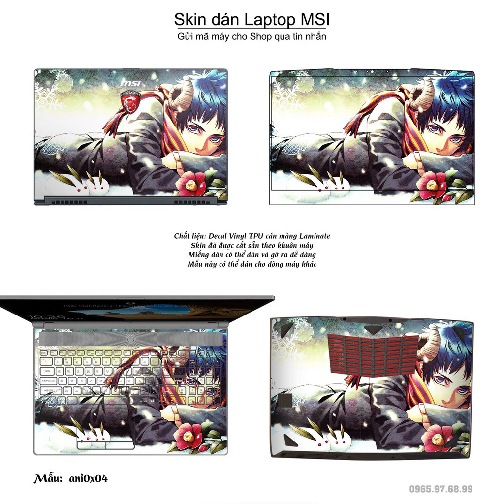 Skin dán Laptop MSI in hình Anime (inbox mã máy cho Shop)