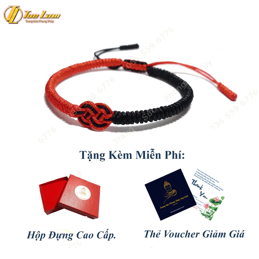 Vòng Chỉ Tây Tạng Handmade Kiểu Vô Cực Màu Đỏ Đen Tình Duyên May Mắn - Tuệ Lâm