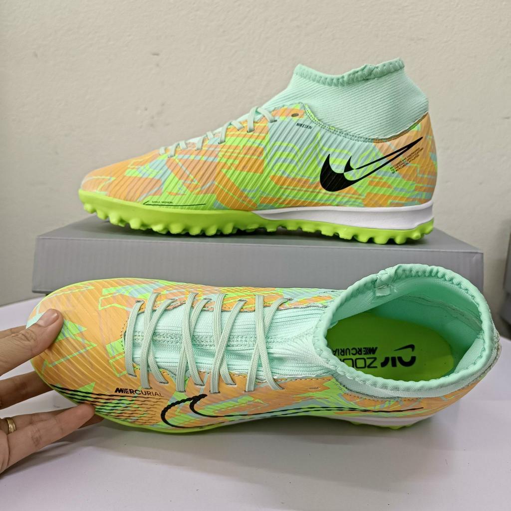 Giày Bóng Đá Mercurial Superfly 9 Academy TF Cổ Cao Màu Xanh