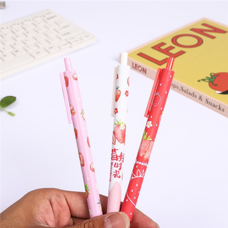 1 Bút Mực Nước Ngòi 0.5mm Hình Quả Dâu Tây Dễ Thương