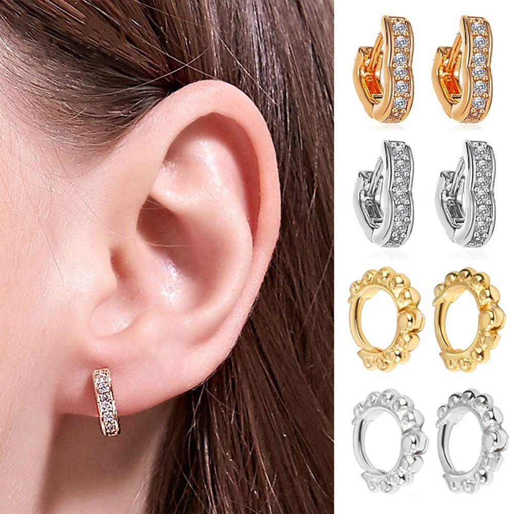 ROSE Bông Tai Mạ Bạc 925 Đính Pha Lê Sang Trọng