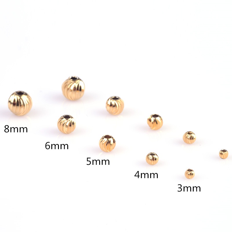 Hạt Chuỗi Hạt Tròn Màu Vàng 14K Không Phai Dùng Làm Trang Sức Diy