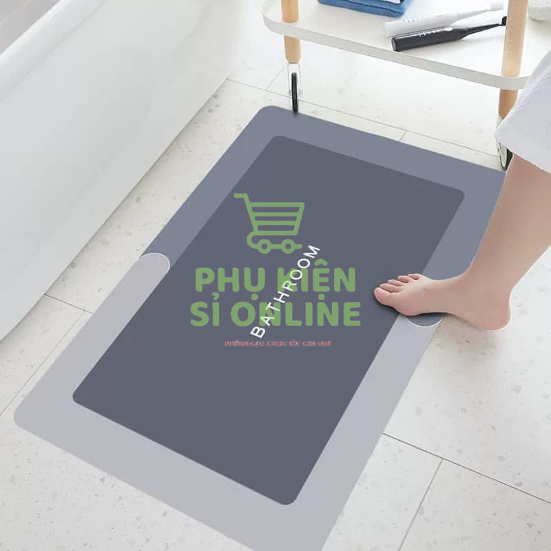 Thảm lau chân, dậm chân sillicon siêu thấm hút, nhanh khô chống trơn trượt oval, chữ nhật (40 x 60) Store4girls