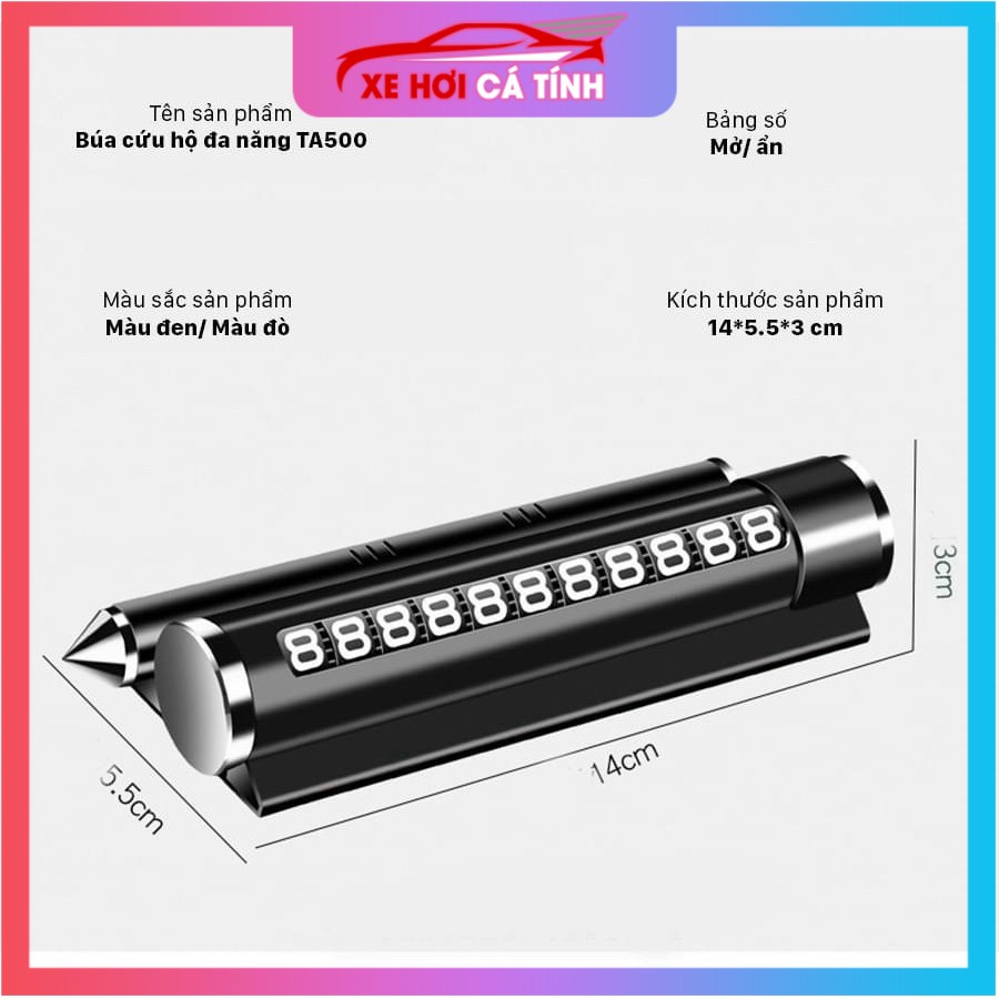 Bảng số điện ô tô kiêm giá đỡ điện thoại, tinh dầu, búa thoát hiểm 4in1