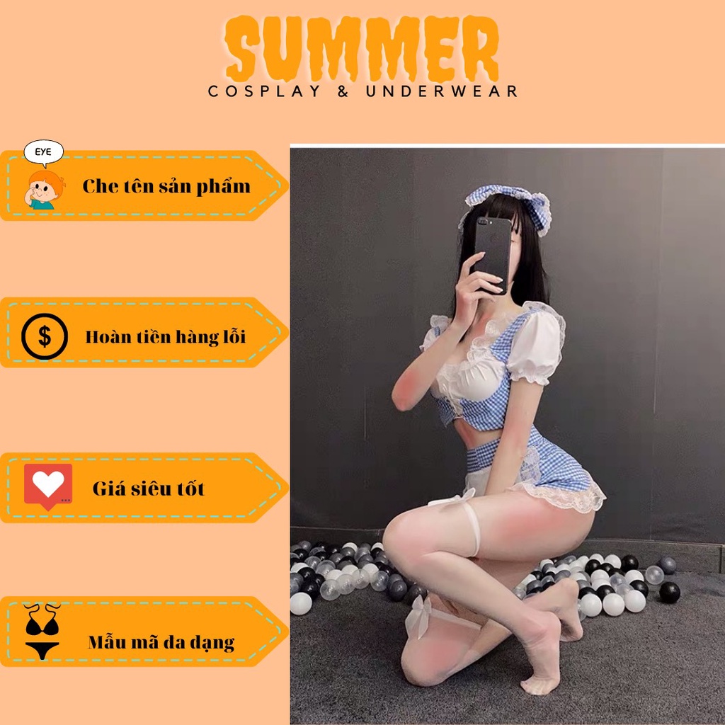 Cosplay hầu gái Nhật Bản Sexy - đồ ngủ cosplay cô giúp việc Màu xanh