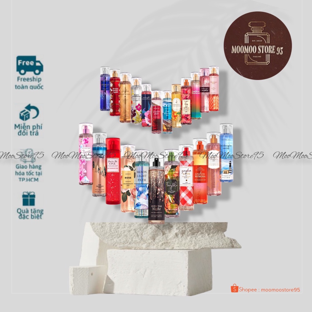 -𝐌𝐨𝐨𝐌𝐨𝐨- [ Tone Mùi Kẹo Ngọt/Sexy/ Xịt thơm Body Mist Bath and body Works 236ml Full Size