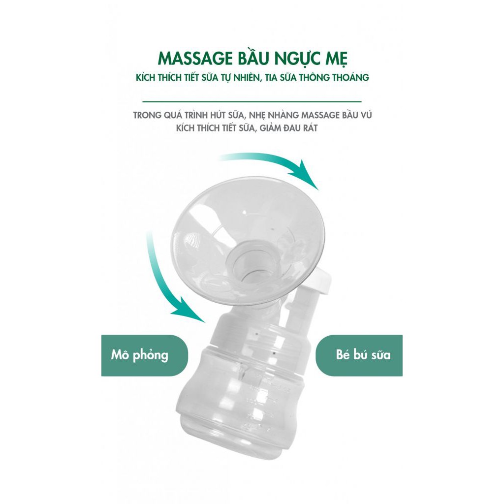 [Có Pin Sạc] Máy Hút Sữa Điện Đôi ROZABI Basic Plus (Massage Êm Ái-Hút Kiệt Sữa-Bảo Hành 1 Năm)