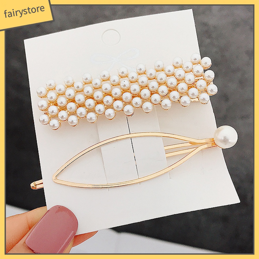 Set 2 / 3 Kẹp Tóc Đính Ngọc Trai Giả Thời Trang Cho Nữ