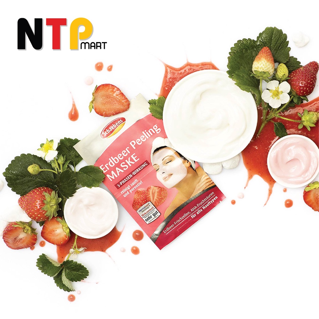 Mặt nạ Schaebens Erdbeer Peeling Maske hương Dâu Tây gói 12ml x 4 nhập khẩu Đức