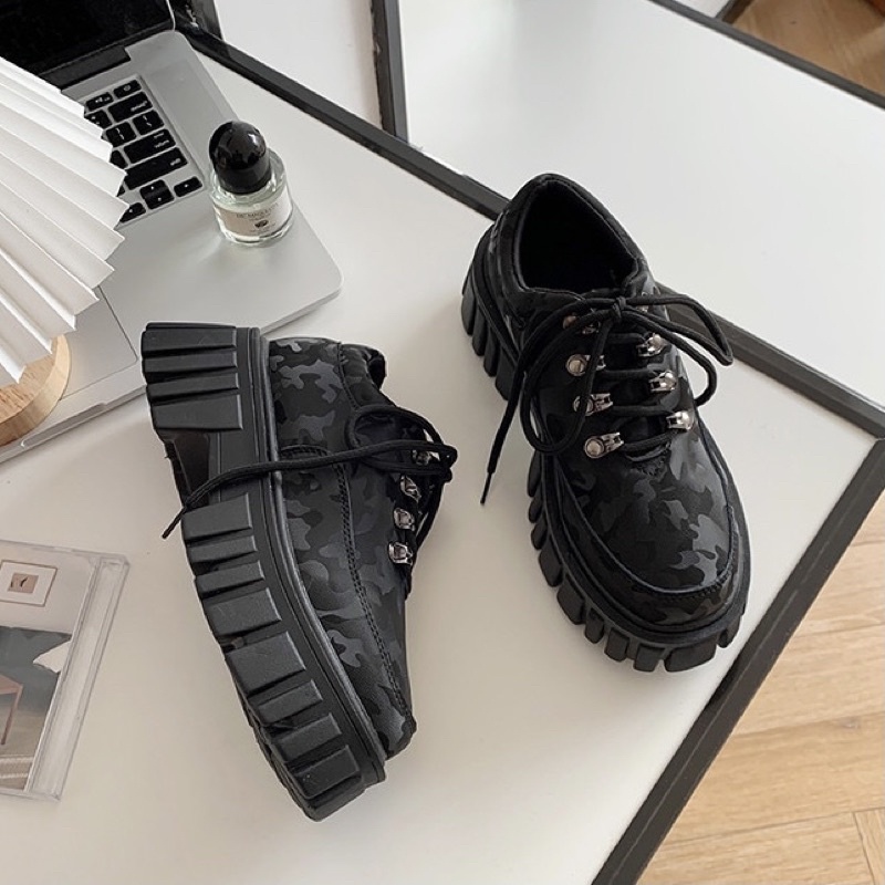 Giày đế bằng oxford O139 đế răng cưa 5cm