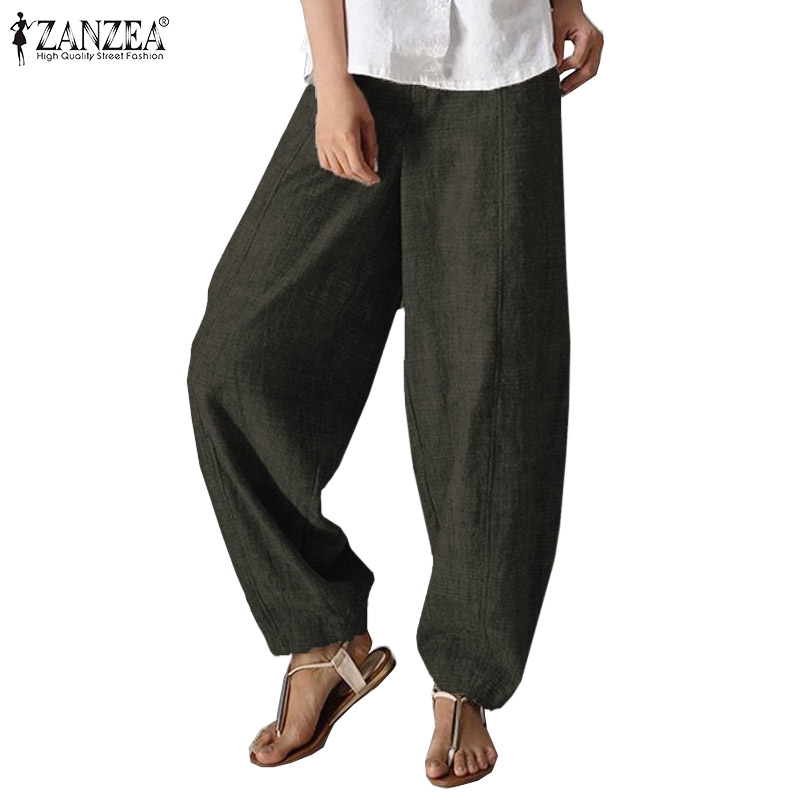 ZANZEA Quần baggy lưng cao ống rộng kiểu dáng thời trang dành cho nữ