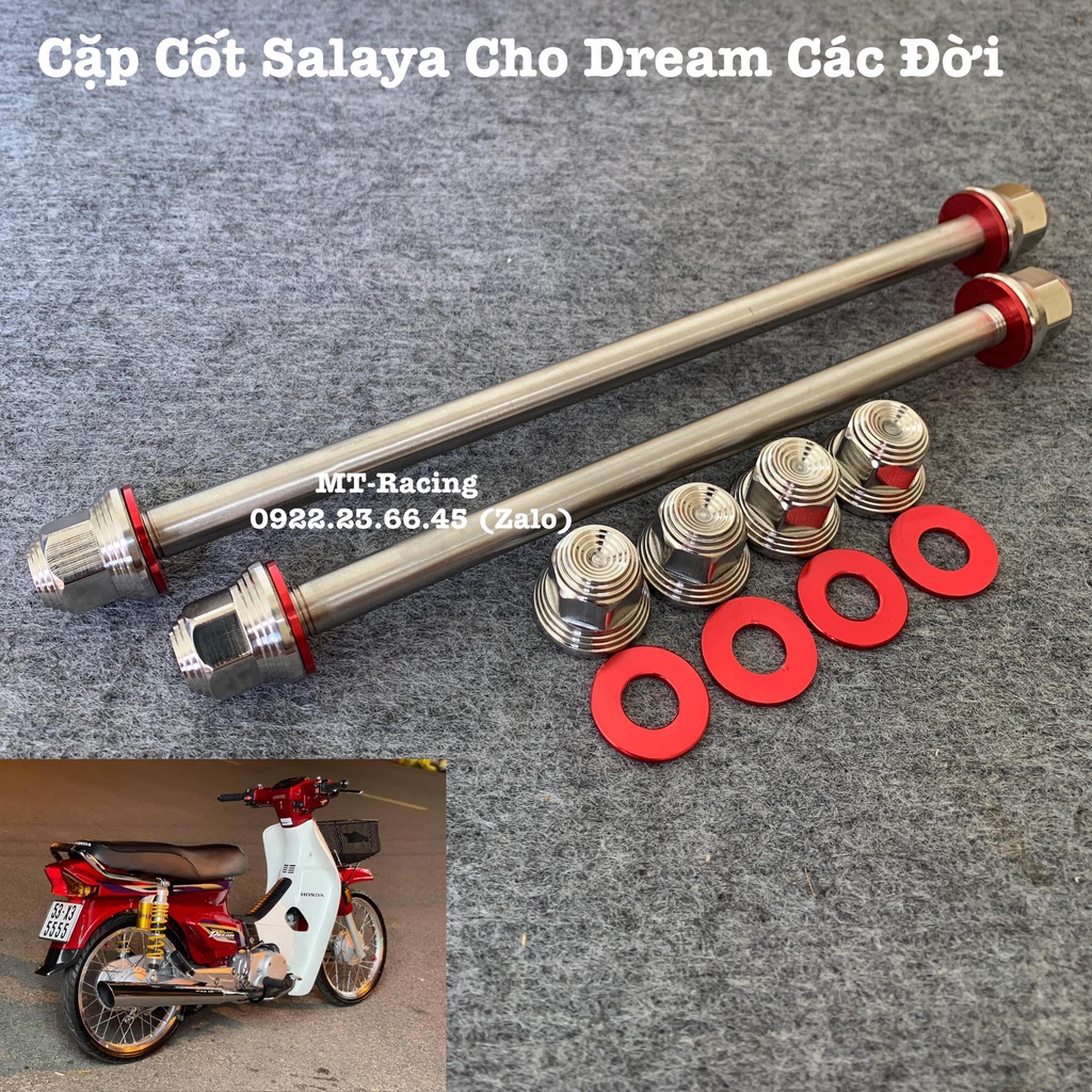 Cốt Bánh Salaya V2 Cho Dream Các Đời Chuẩn Inox304 Siêu Sáng Kèm Lông Đền Nhôm Đỏ