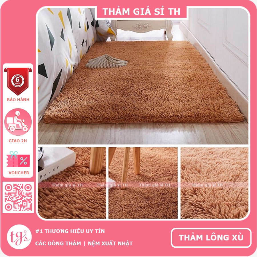 Thảm Lông Trải Sàn Phòng Ngủ Lông Xù Khaki 160x200