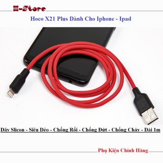 Cáp Sạc IPhone Hoco X21 Plus Dây Silicon Siêu Dẻo Chống Cháy -Chống Đứt - Chống Rồi - Dài 1M