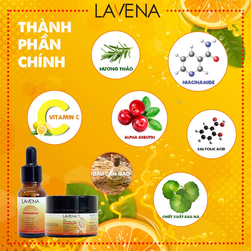 Kem Thâm Nách Mờ Thâm Mông Đầu Gối Khuỷu Tay LAVENA Kem Giảm Thâm 30g và Serum Giảm Thâm 15ml