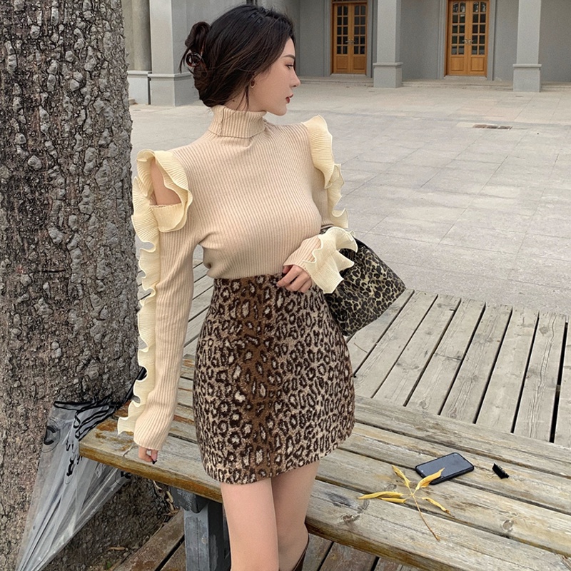 Áo Len Nữ Tay Dài Cổ Cao Màu Đen