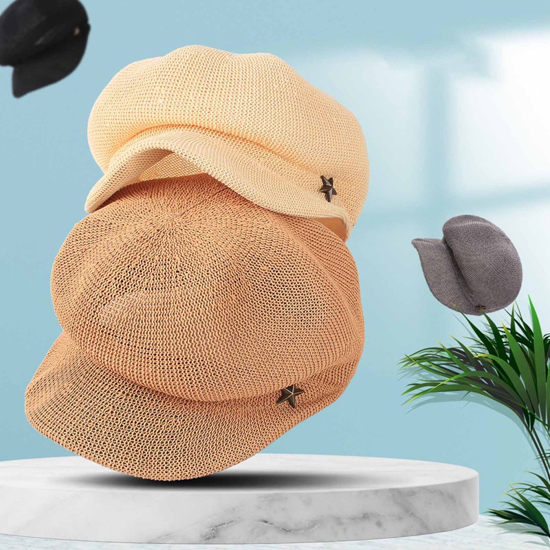 Mũ Nồi Đan Cói Mỏng Thoáng Khí Điều Chỉnh Được Thời Trang Mùa Hè Cho Nữ