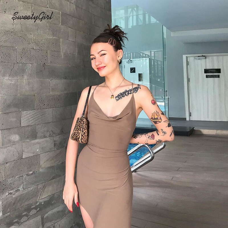 Đầm Mini Cổ Chữ V Eo Thấp Màu Trơn Thời Trang 2022 Quyến Rũ Cho Nữ