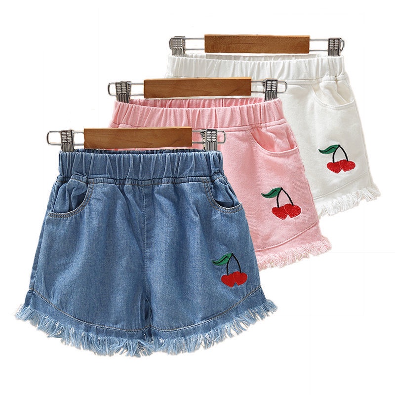 Quần Short Denim Mùa Hè Dáng Rộng Phong Cách Phương Tây Mới Cho Bé Gái