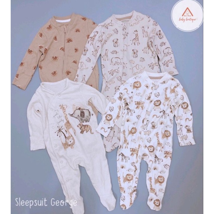 (Chọn mẫu) Body liền tất- Sleepsuit cotton sz 1m (3-5,5kg) các hãng