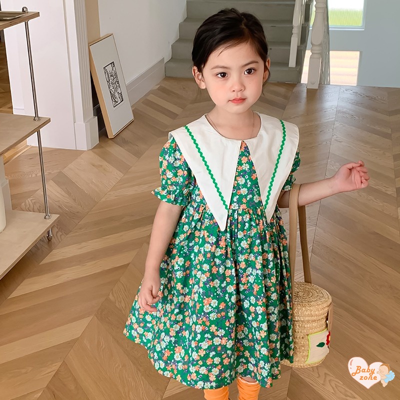 Đầm Công Chúa Eo Phồng In Họa Tiết Hoa Dễ Thương Thời Trang Mùa Hè Cho Bé Gái 2-7 Tuổi