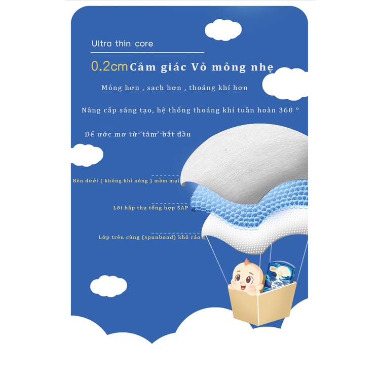 Bỉm Tã Dán YiYing Tả Sơ Sinh Cho Bé Trẻ Em Size S58/M48/L40 Newborn Nội Địa tã bỉm quần dán sơ sinh tã em be