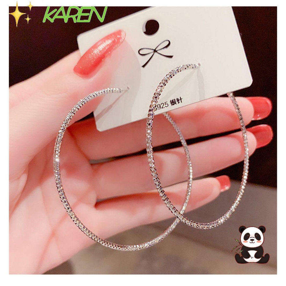 Khuyên Tai Tròn Lớn Đính Đá Zircon Sang Trọng Thời Trang Dự Tiệc