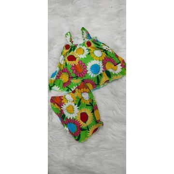 Bộ dây quần đùi vải lanh(tol)nhung cho bé gái