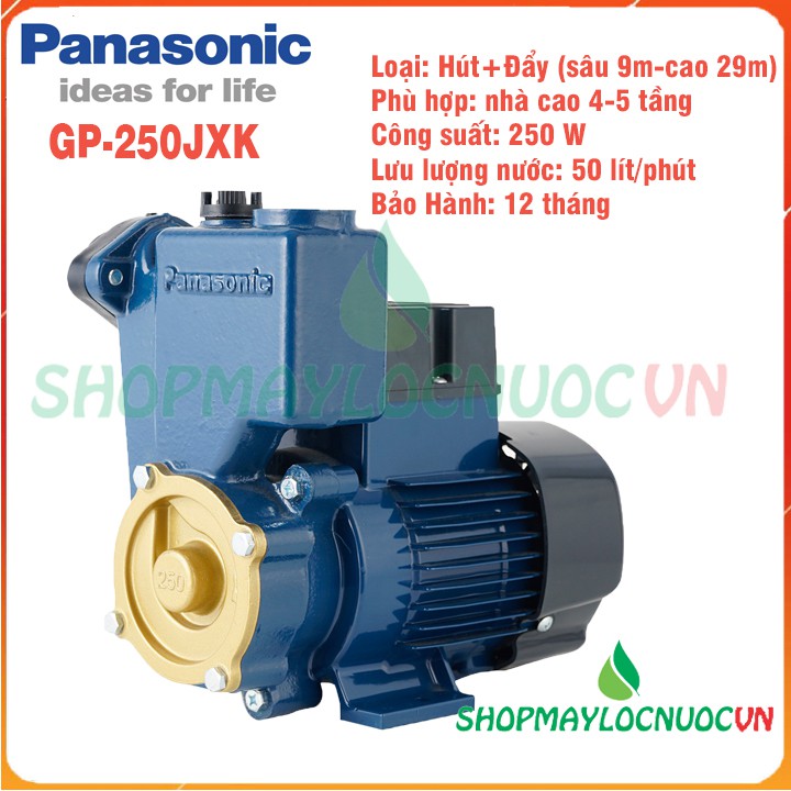 Máy Bơm nước Panasonic đẩy cao - GP-250JXK – Công suất 200W- Hút sâu 9m- đẩy cao 29m - BH 12 tháng – Shopmaylocnuocvn