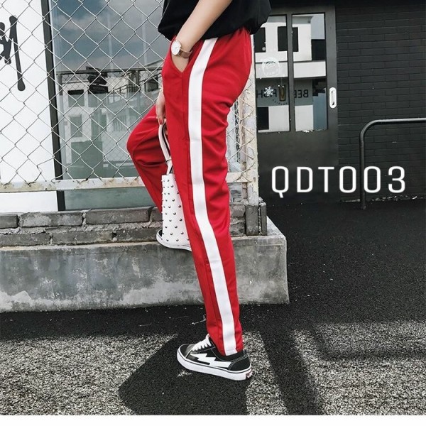 Quần joggers đỏ sọc trắng thể thao cao cấp