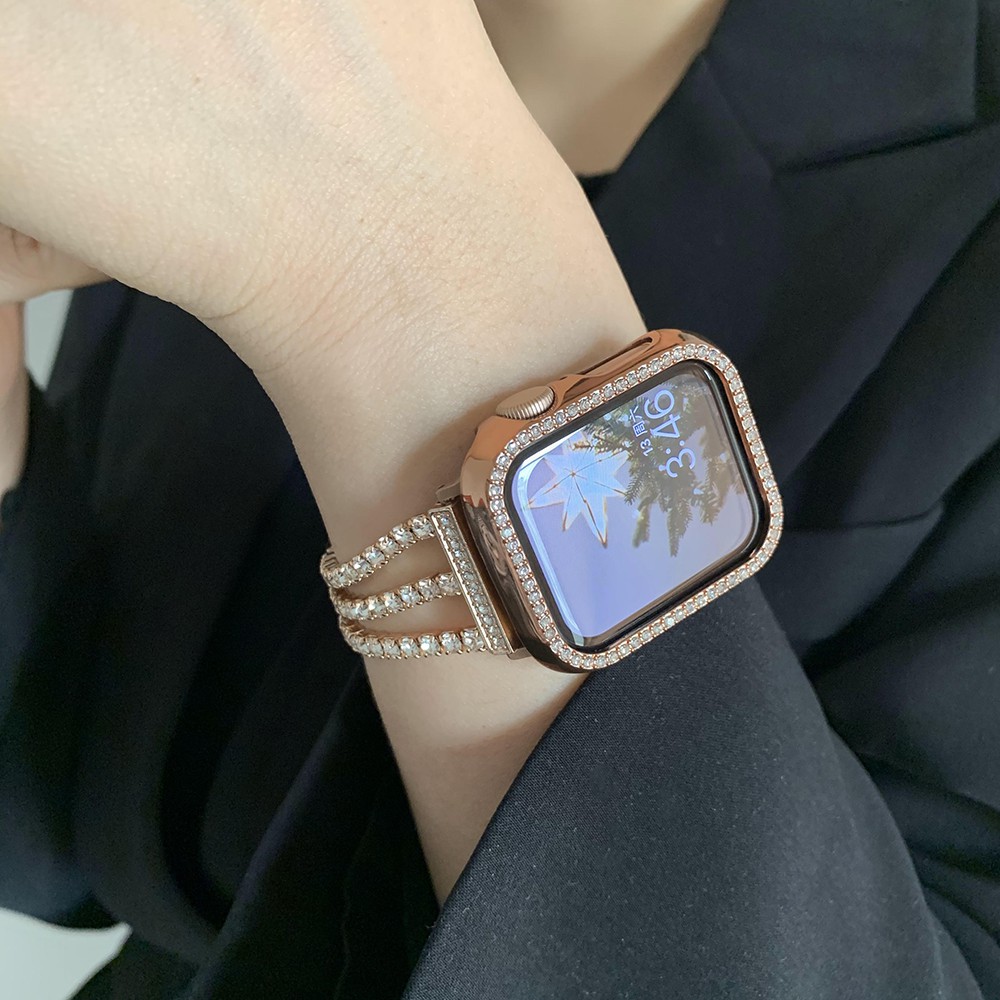 Dây Đeo Đồng Hồ APPLE WATCH Đính Đá Sang Trọng chất liệu Thép không Gỉ 6/5/4/3/2/1 38mm/ 40mm/ 42mm/44mm LH10