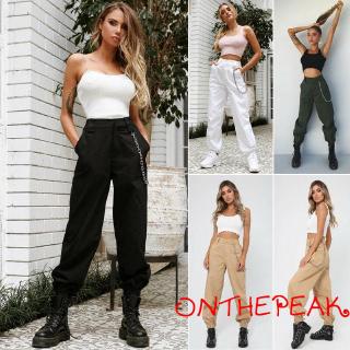 ❤XZQ-Women Cargo Trousers Casual Hip Hop Pants Military Army Combat Camo Hiking Jeans