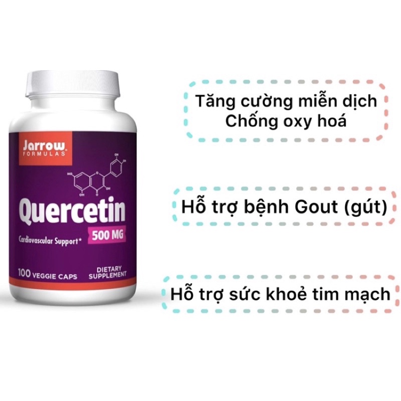 Viên uống hỗ trợ tăng cường miễn dịch Jarrow Formulas Quercetin 500 mg 200 viên USA