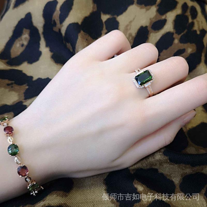 Nhẫn Bạc 925 d8MM Đính Đá Sapphire Hình Vuông Màu Xanh Lá/Hồng/Vàng Hồng Tự Nhiên Thời Trang Cho Nữ