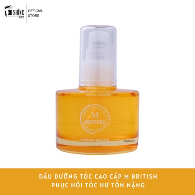 Dầu dưỡng tóc phục hồi tóc hử tổn nặng Organic BRITISH M Annatto Hair Oil 70ml