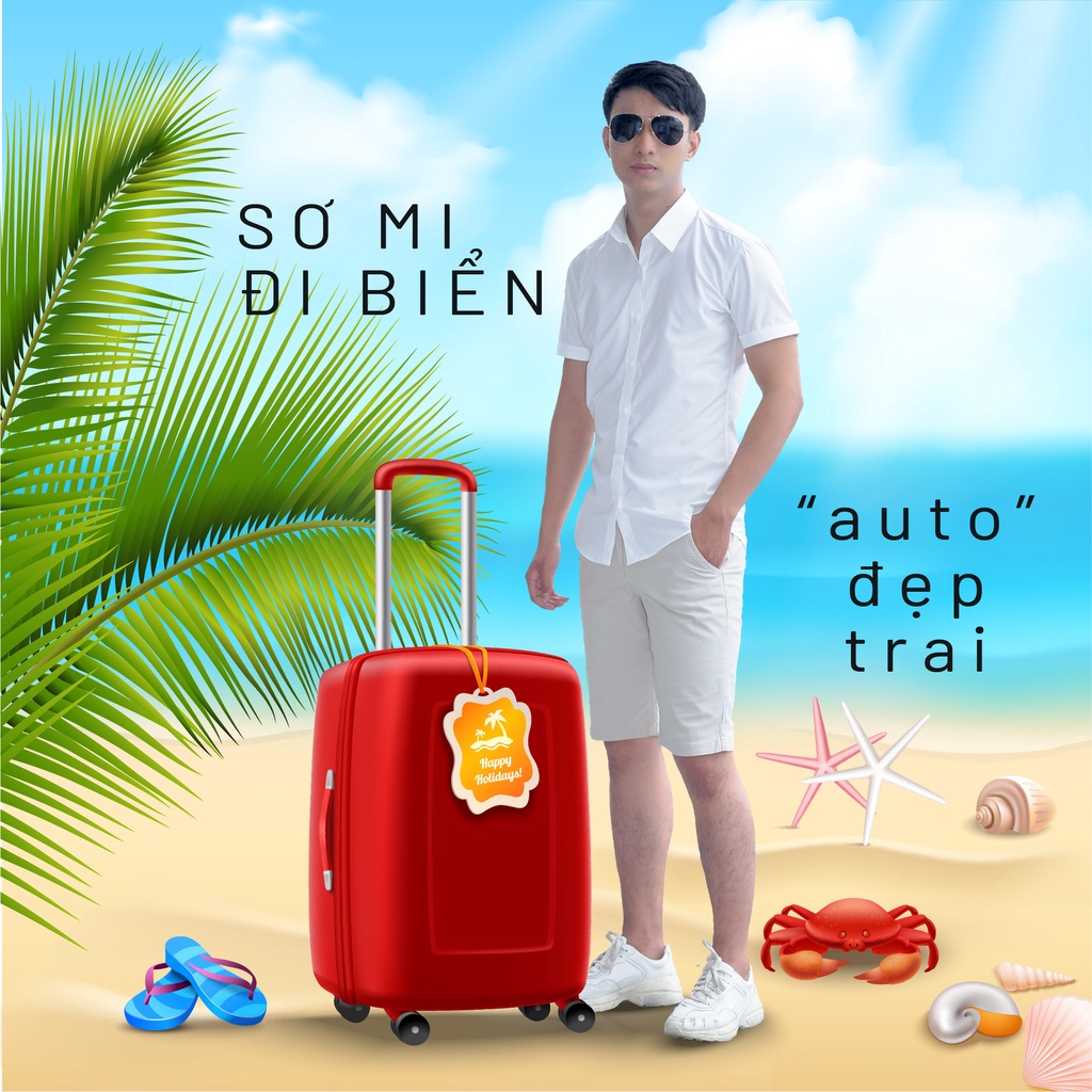 Áo sơ mi nam ngắn tay HTSM MAGNOR vải Polyspun trơn, chống nhăn, cổ bẻ, dáng slimfit công sở không túi ngực