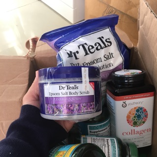 { Hàng nội địa Mỹ } Tẩy Tế Báo Chết Dr Teals Hương Lavender, và hương bạch đàn khuynh diệp 454g