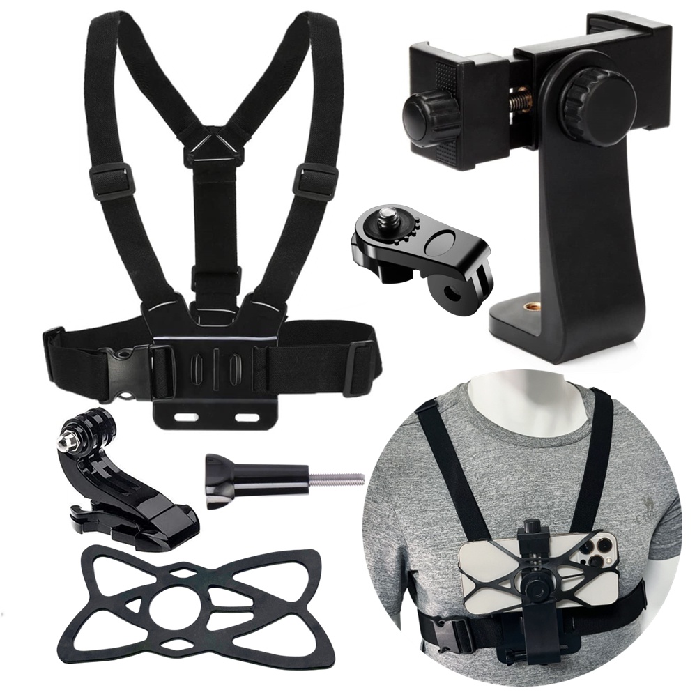 Dây Đeo Ngực Gắn Điện Thoại 360 Độ Cho Máy Ảnh GoPro Hero 10 9 8 DJI Action