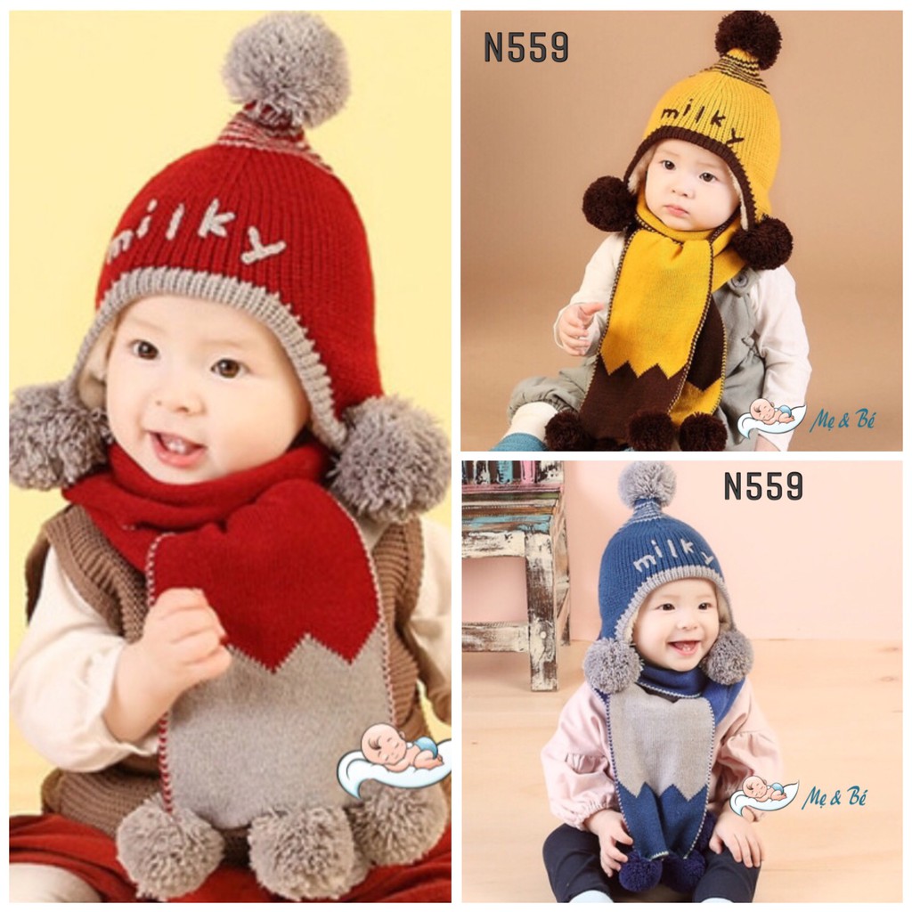 N559 - Set Mũ Len Milky