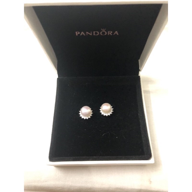 Bông tai bạc 925 hạt 8ly màu trắng ánh hồng - NT40 - Ngọc Trai Trường Thịnh