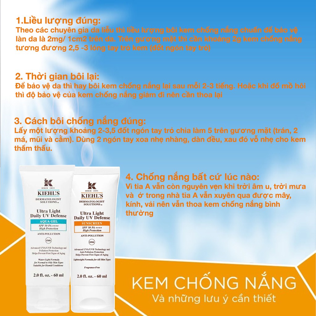 [Có Sẵn - Fullbox 60ML] Kem Chống Nắng Kiehl’s Ultra Light Daily UV Defense Sunscreen (KCN Kiehls)
