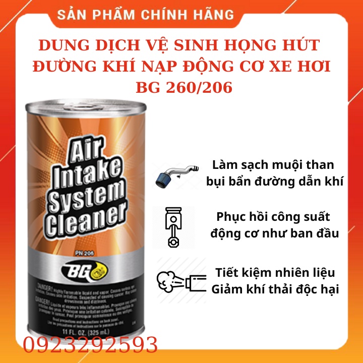 Dung Dịch Làm Sạch Họng Hút Đường Dẫn Khí Cho Động Cơ Xăng BG PN 206 / PN 260 325ml