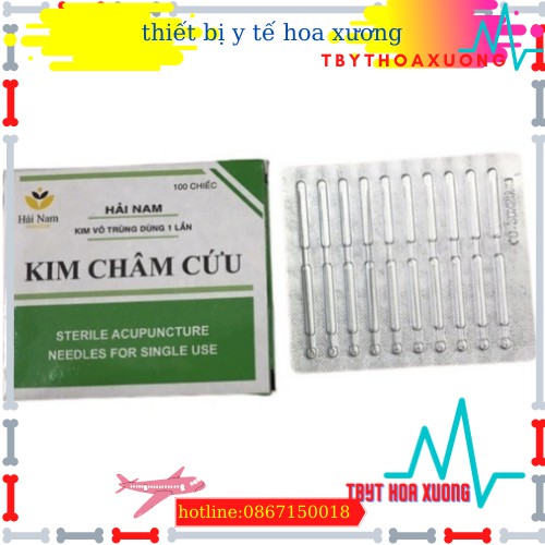 Kim Châm Cứu Hải Nam Các Số Tiệt Trùng Đóng Vỉ Hộp 100 Kim - Kim Châm Cứu Hải Nam