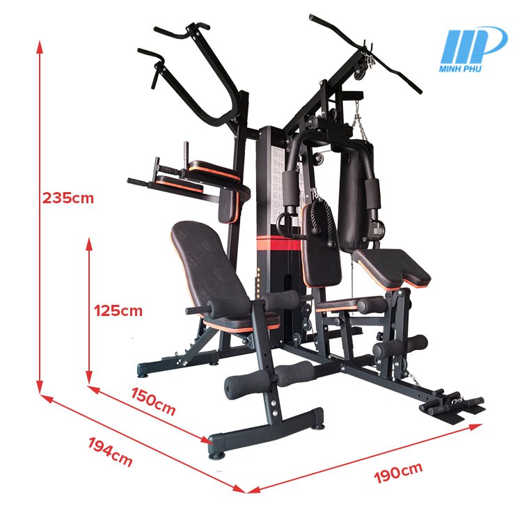 [TẶNG GĂNG TAY] Giàn tạ đa năng JL-808 ⚡ Máy tập GYM gia đình 30+ bài tập |  Có xà đơn - xà kép - bao đấm - Ghế đẩy tạ