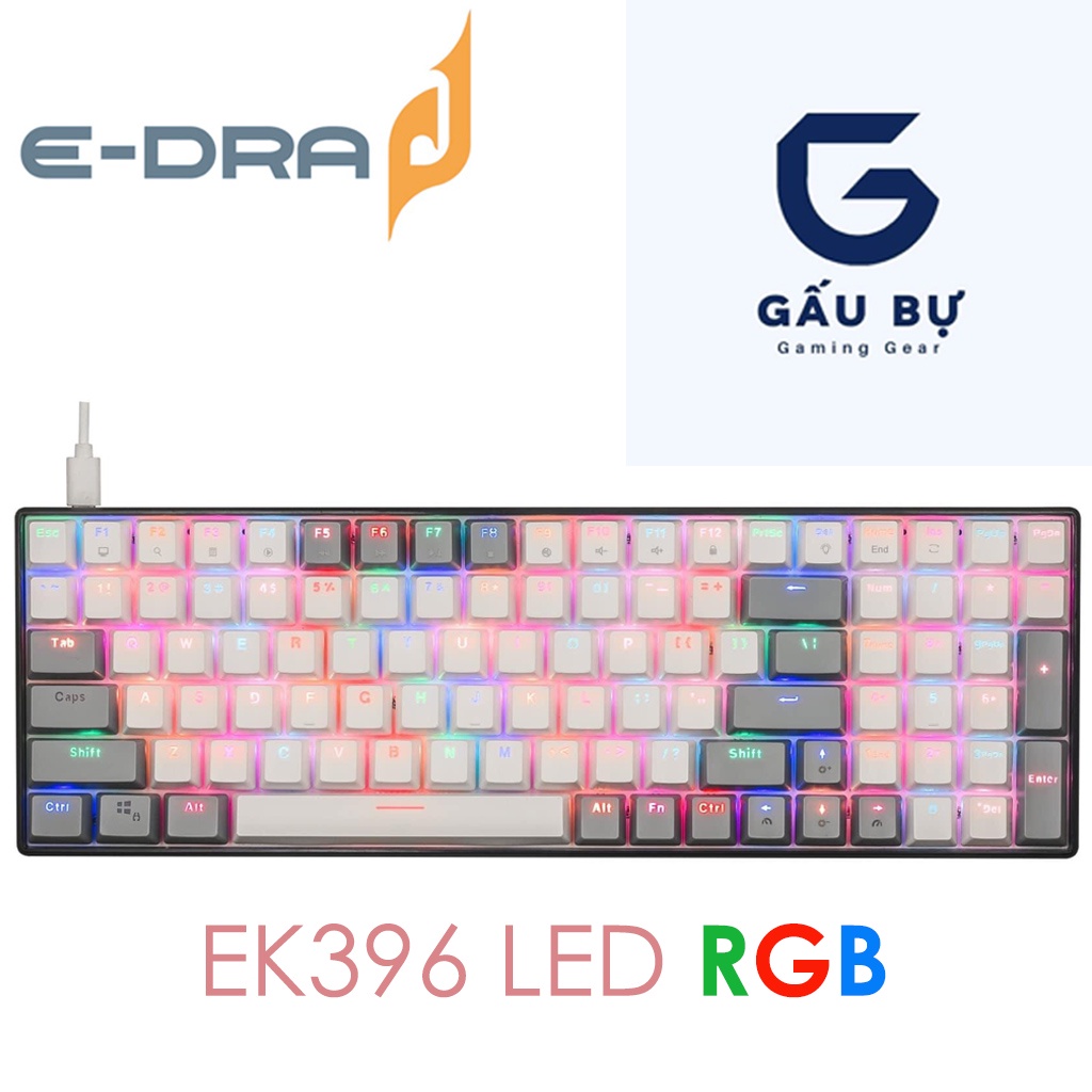 Bàn phím cơ, máy tính E-Dra EK396 RGB⚡️𝑭𝑹𝑬𝑬𝑺𝑯𝑰𝑷⚡️cao cấp, dùng cực bền, gõ êm tay, chơi game và văn phòng đều ngon