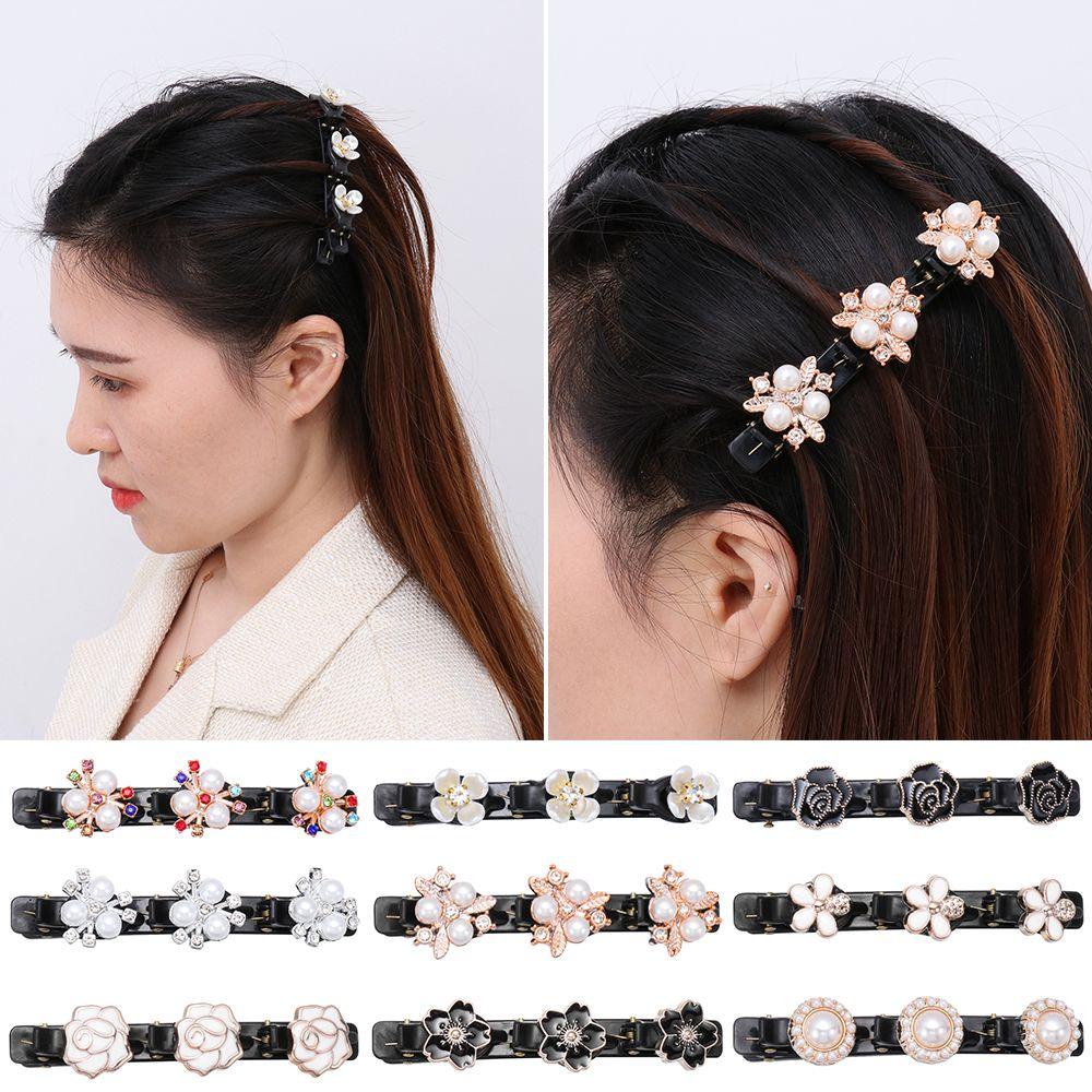 SUMU Kẹp Tóc Hai Lớp Tạo Kiểu Tóc Đính Hoa