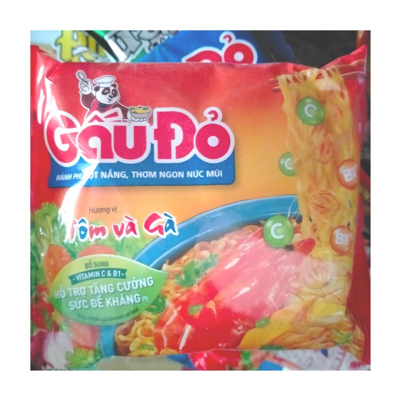 Thùng 30 gói mì tôm ăn liền Gấu Đỏ 63g date mới