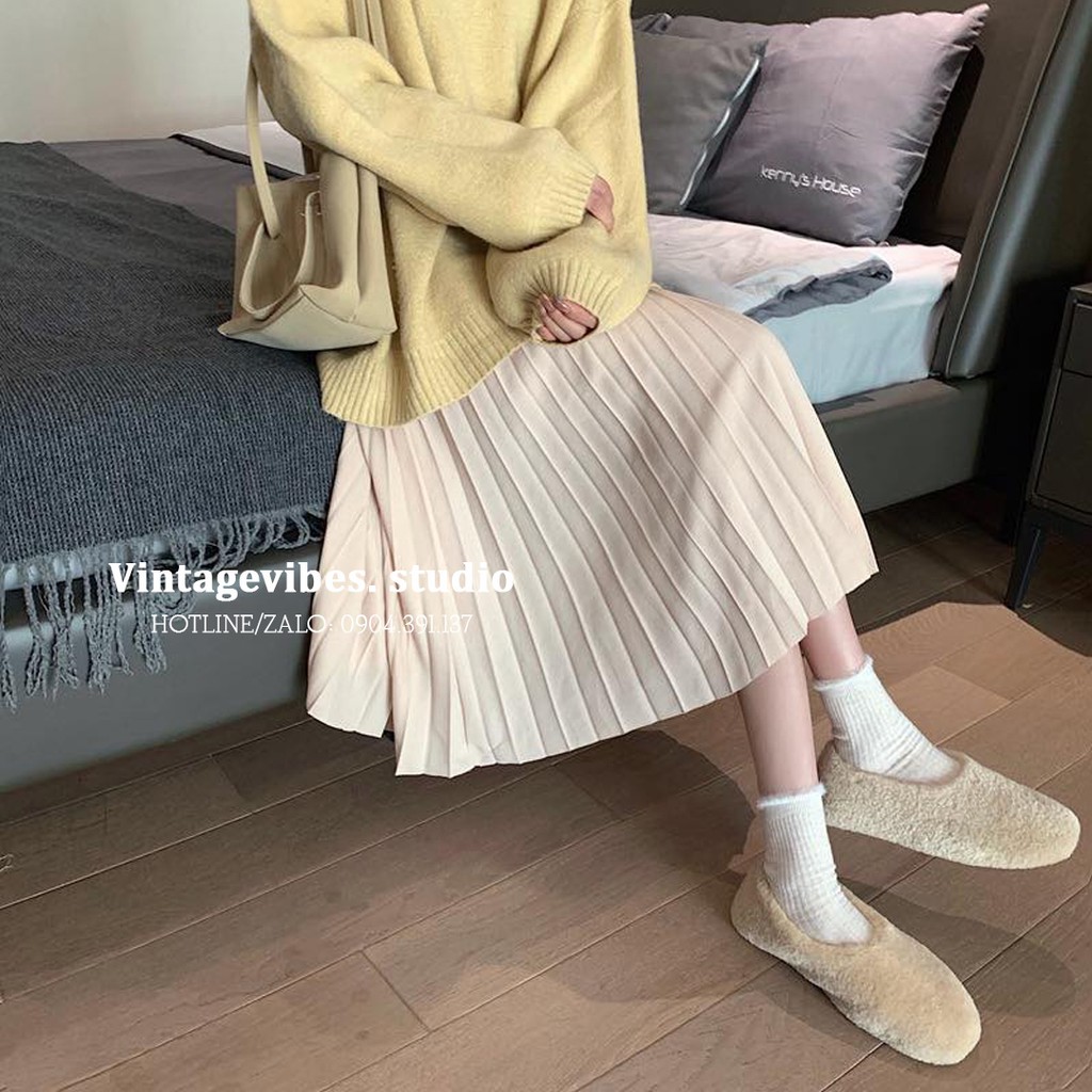 [Mã WASTUP giảm 10% tối đa 30K đơn 99K] Chân váy xếp ly chất thô dày vintage (hàng QC) - Ảnh thật cận chất | BigBuy360 - bigbuy360.vn