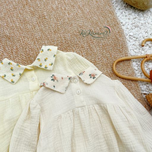 Set áo babydoll cổ sen quần hoa cho bé gái (KM22-ST239) Kakummi
